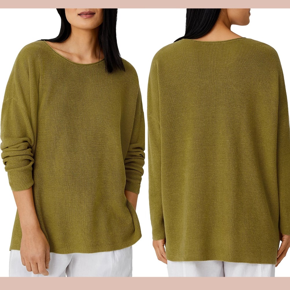 NWD $178 Eileen Fisher [ Large ] Crewneck Box Pullover Top‎ Sweater Corin U1586